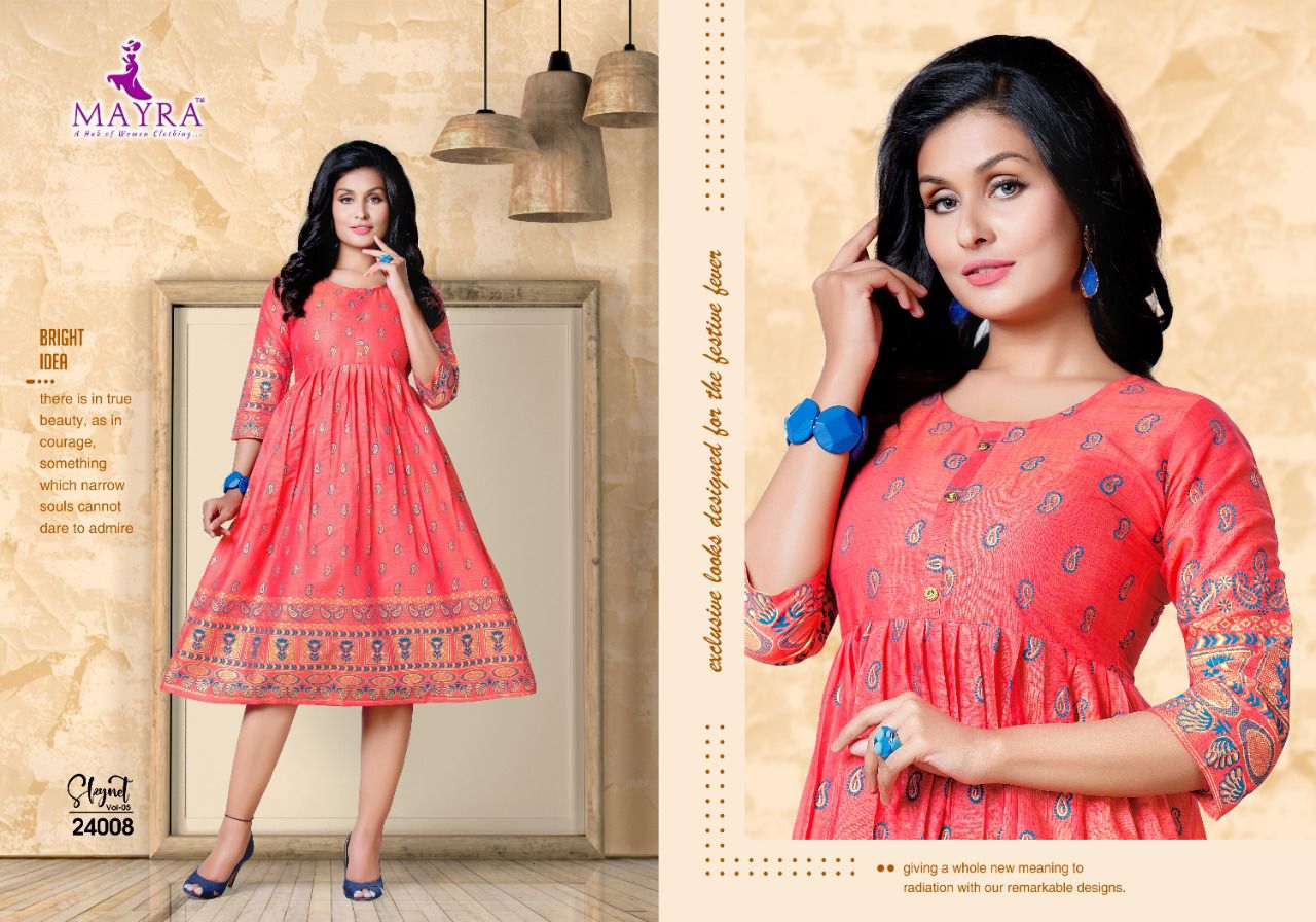 Mayra Skynet 5 Fancy Ethnic Wear Rayon Printed Anarakali Kurti Collection